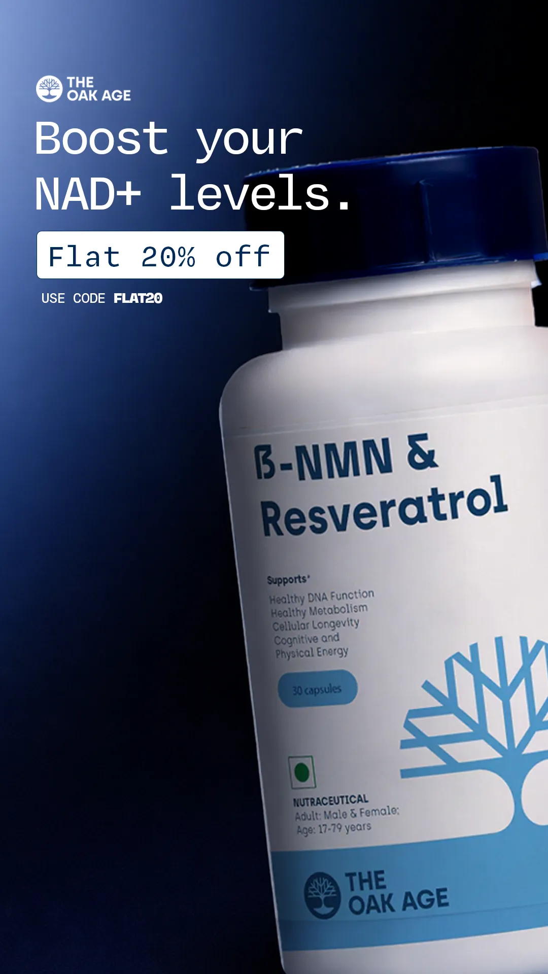 Supplements static ad: "B-NMN & Resveratrol"